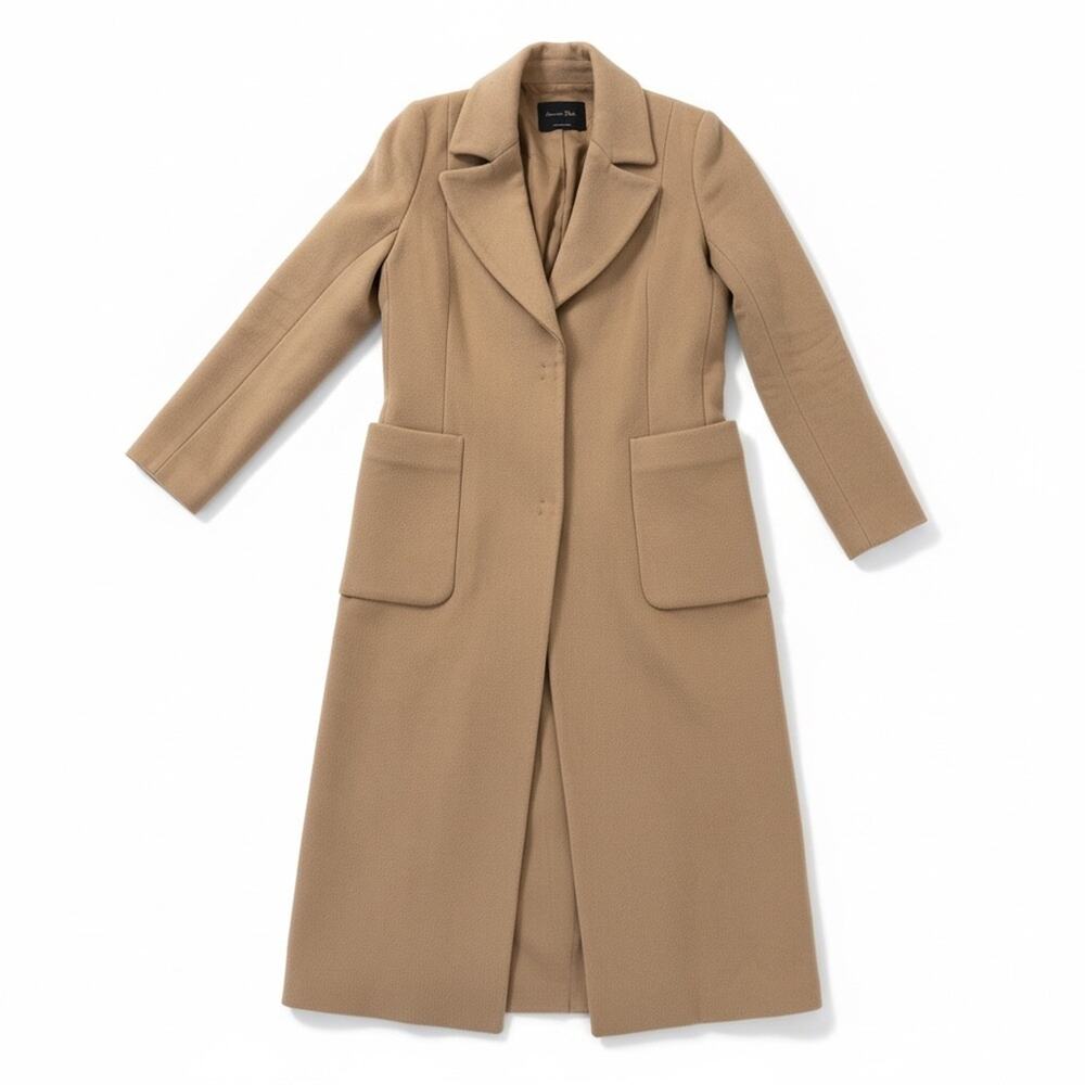 Massimo Dutti Women's Camel Wool Blend Longline Overcoat - Size 6
 b52